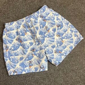 Boardies Apparel Mens Swim Trunks Blue Great Wave Koi Fish Print Sz M 5in Inseam
